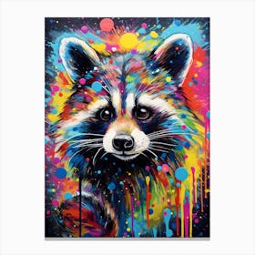 A Barbados Raccoon Vibrant Paint Splash 4 Canvas Print