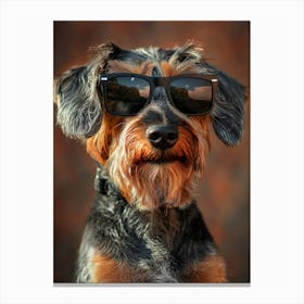 Dachshund In Sunglasses. Generated AI. Art Print 4 Canvas Print