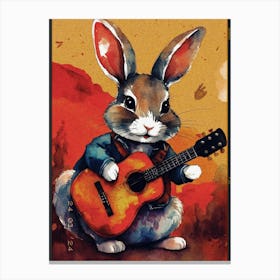 Rabbit Playing Guitar Canvas Print