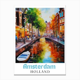 Netherlands Amsterdam, travel poster, wall art print, Amsterdam painting,20 Canvas Print