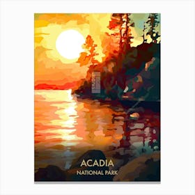 Acadia National Park Travel Poster Illustration Style 3 Canvas Print