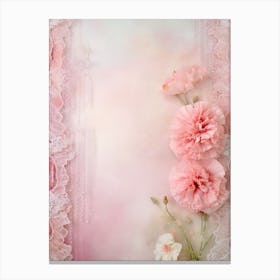 Pink Flowers On Lace Background Canvas Print