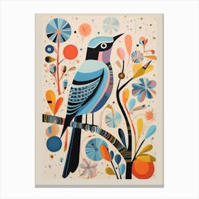 Colourful Scandi Bird Mockingbird 4 Canvas Print