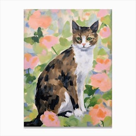 A Japanese Bobtail Cat Painting, Impressionist Painting 3 Canvas Print