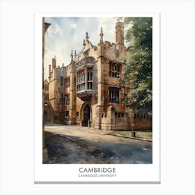Cambridge University 7 Watercolor Travel Poster Canvas Print
