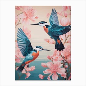 Vintage Japanese Inspired Bird Print Kingfisher 3 Canvas Print