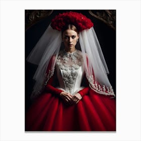 Bride In A Red Wedding Dress Canvas Print