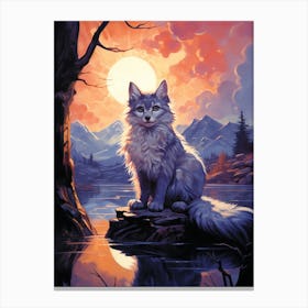Cat In The Water Canvas Print