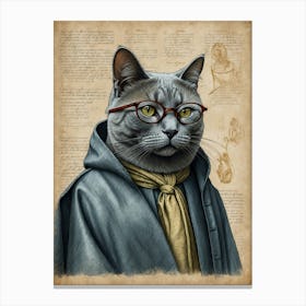 Cat In Glasses 2 Canvas Print