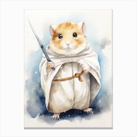 Baby Hamster As A Jedi Watercolour 3 Canvas Print