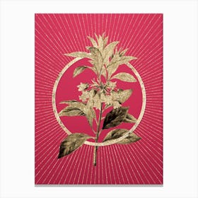 Gold Chinese New Year Flower Glitter Ring Botanical Art on Viva Magenta n.0317 Canvas Print