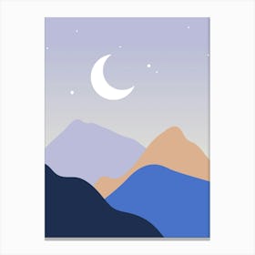 Moon And Mountains Canvas Print