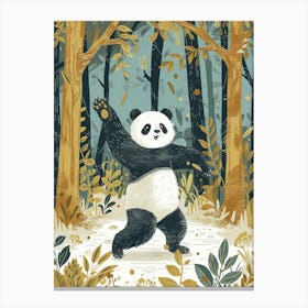 Giant Panda Dancing In The Woods Storybook Illustration 4 Canvas Print