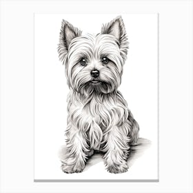Yorkshire Terrier Dog, Line Drawing 1 Canvas Print