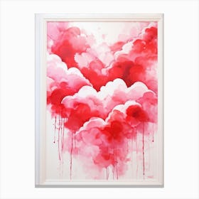 Abstract Acrylic Illustration Of Voluminous Clouds Symbolizing Love With Splashes Of Bright Red Re 2 1 Canvas Print