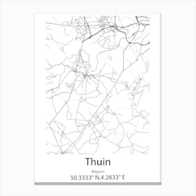 Thuin,Belgium Minimalist Map Canvas Print