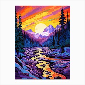 Mount Rainier National Park Retro Pop Art 5 Canvas Print