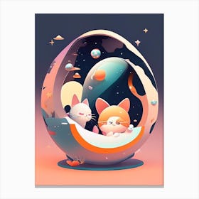 Space Time Kawaii Kids Space Canvas Print