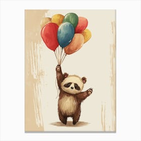 Sloth Bear Holding Balloons Storybook Illustration 4 Canvas Print