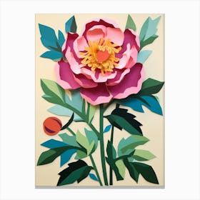 Cut Out Style Flower Art Peony 1 Canvas Print