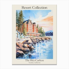 Poster Of The Ritz Carlton, Lake Tahoe   Truckee, California  Resort Collection Storybook Illustration 1 Canvas Print