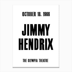 Jimmy Hendrix 1966 Concert Poster Canvas Print