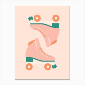 Blush Green Retro Rollers Skate Canvas Print