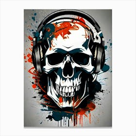Skull With Headphones 131 Canvas Print