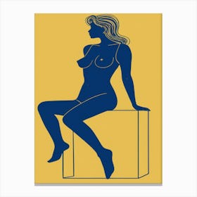Nude Woman Sitting On A Box Canvas Print