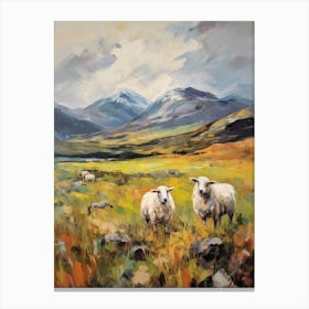 Sheep In The Valley Of The Highalnds During The Storm Canvas Print