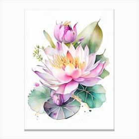 Lotus Flower Bouquet Watercolour 3 Canvas Print