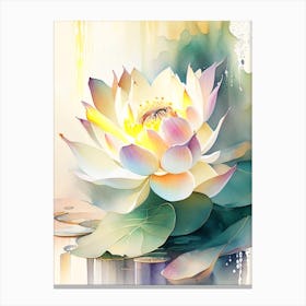 Giant Lotus Storybook Watercolour 6 Canvas Print