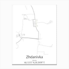 Zhdanivka,Ukraine Minimalist Map Canvas Print