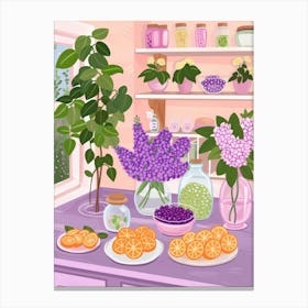 Lilacs In The Kitchen Canvas Print