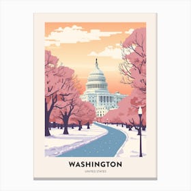 Vintage Winter Travel Poster Washington Dc Usa 1 Canvas Print