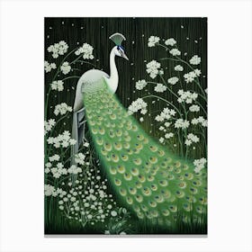 Ohara Koson Inspired Bird Painting Peacock 2 Canvas Print