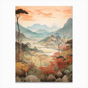 Aso Kuju National Park In Kumamoto, Ukiyo E Drawing 4 Canvas Print