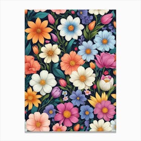 Floral Seamless Pattern 1 Canvas Print