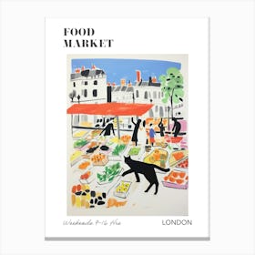 The Food Market In London 3 Illustration Poster Canvas Print