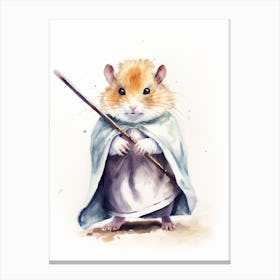 Baby Hamster As A Jedi Watercolour 1 Canvas Print
