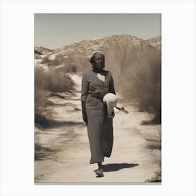 African Woman In The Desert Canvas Print