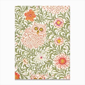 Owl William Morris Style Bird Canvas Print