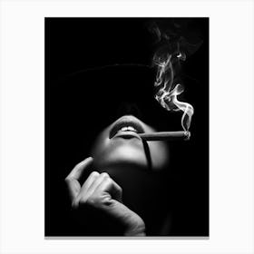 Smoking Girl Dark Women Smoke Canvas Print