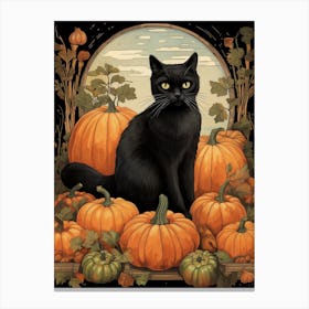 Cat With Pumpkins 7 Canvas Print