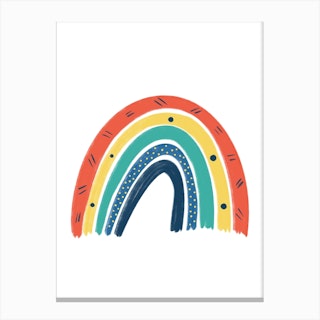 Red Detailed Rainbow Canvas Print
