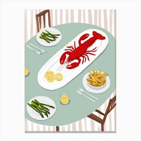 Lobster On A Table Canvas Print