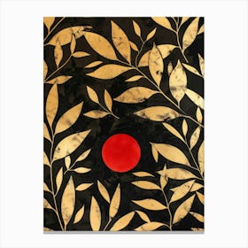 Gold Leaf And Red Dot Canvas Print