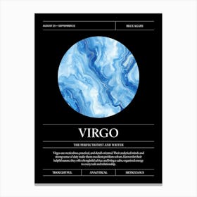 Blue Agate Crystal Gem, Virgo Zodiac Sign Canvas Print