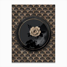 Shadowy Vintage White Rose Botanical in Black and Gold n.0055 Canvas Print