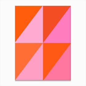 Pink and Orange Geometric Triangles Abstract Canvas Print